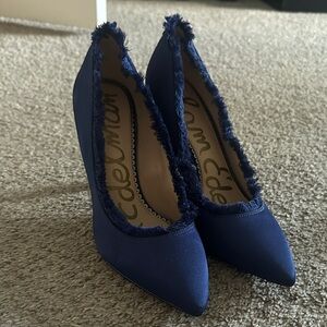 Sam Edelman Blue Frayed Trim Heels